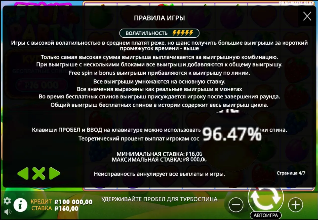 Fruit Party RTP слота