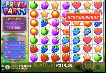 Визуальный стиль слота Fruit Party